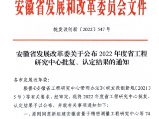 beat365官网获批安徽省工程研究中心立项建设