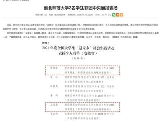 安徽教育网：beat365英国官网网站2名学生获团中央通报表扬